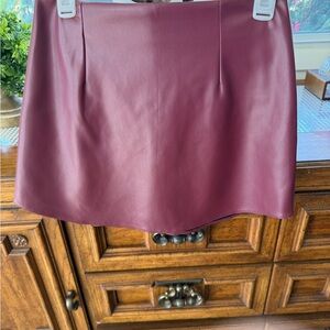 Burgundy Mini Leather Skirt
